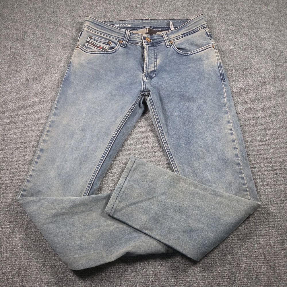 Diesel Stretch Jeans Mens 30x28 Blue Slim Distressed Denim Blue Gray Italy